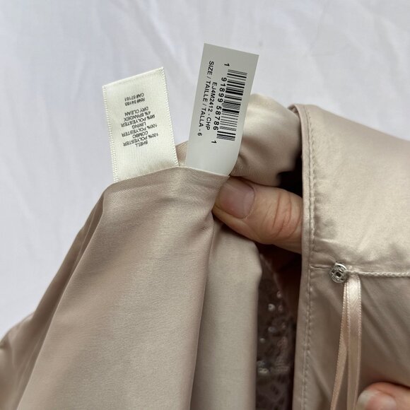 Eliza J Size 6 Beige Silver Accented Full Length Gown - Picture 15 of 16